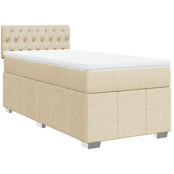 Outlet vidaXL Ramsäng med madrass gräddvit 80x200 cm tyg