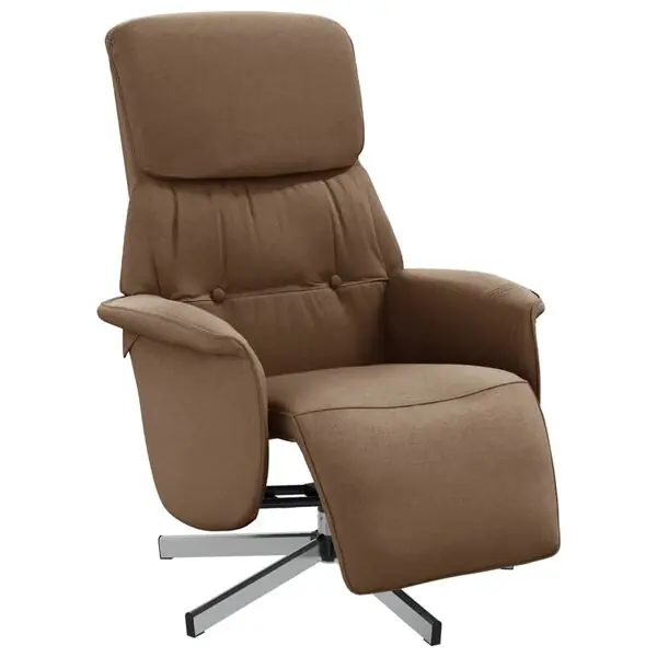 vidaXL Reclinerfåtölj med fotstöd brun tyg Sista chansen