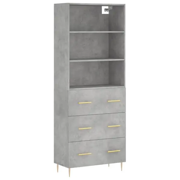 vidaXL Högskåp betonggrå 69,5x34x180 cm konstruerat trä Kundfavorit