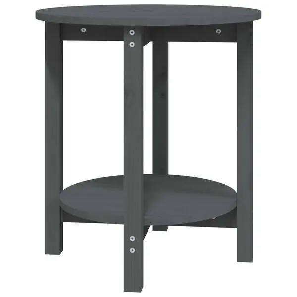Billig vidaXL Soffbord grå Ø 55 x 60 cm massivt furu