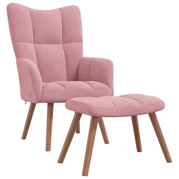 vidaXL Vilstol med fotpall rosa sammet Trygg betalning