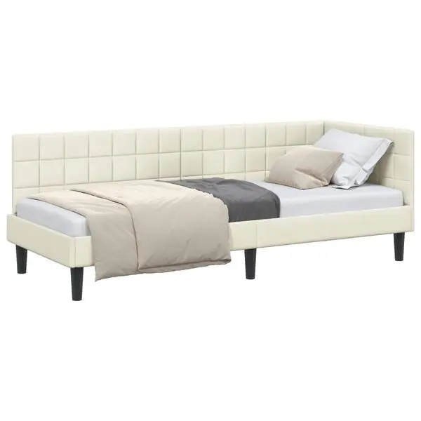 vidaXL Hörn Sängram med huvudgavel Kräm 80 cm x 200 cm Sammet Beställ nu