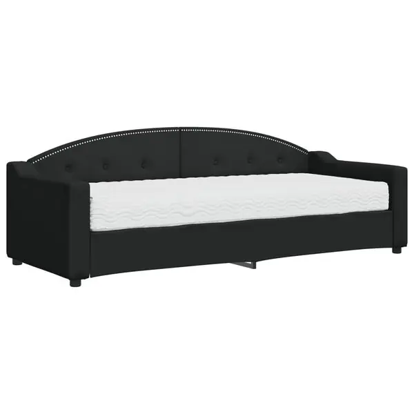 Premium vidaXL Dagbädd med madrass svart 80x200 cm tyg