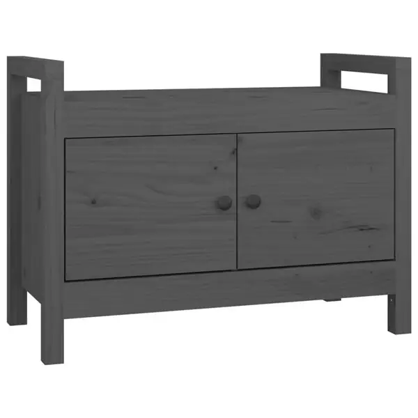 Begränsat antal vidaXL Skobänk grå 80x40x60 cm massiv furu
