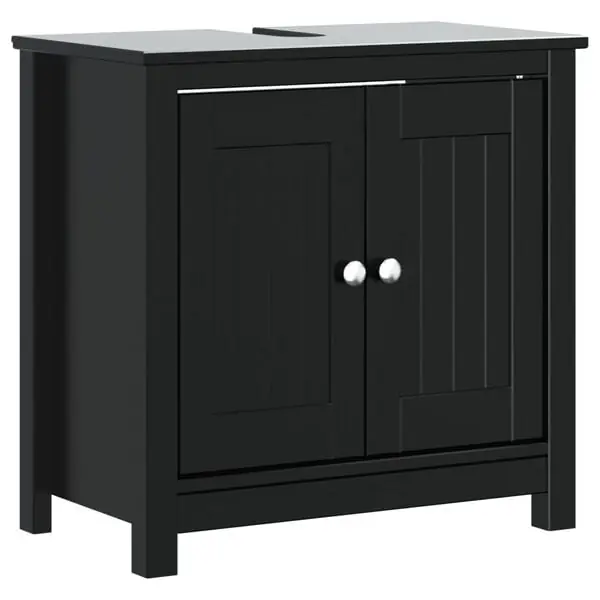 vidaXL Tvättställsskåp BERG svart 60x34x59 cm massiv furu Kundfavorit