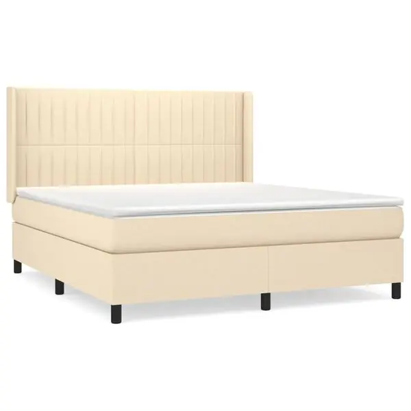 vidaXL Ramsäng med madrass gräddvit 160x200 cm tyg Endast idag