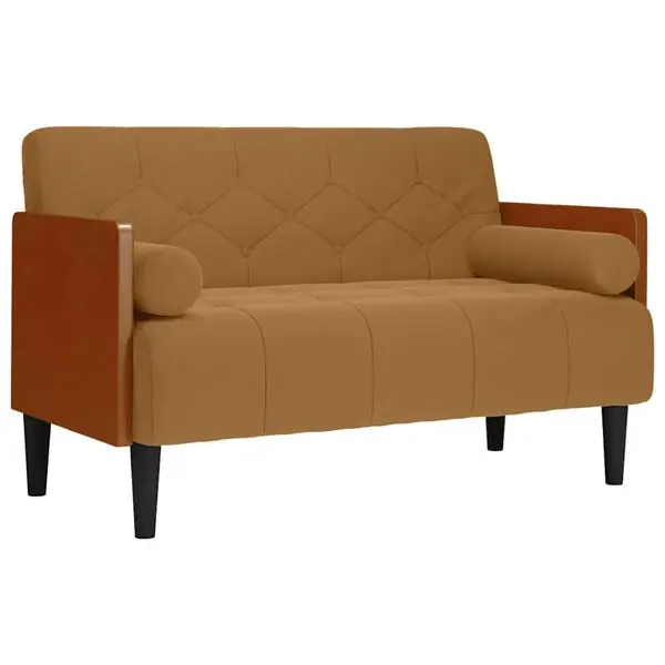 vidaXL Loveseat soffa med dynor brun 110 cm sammet Billig