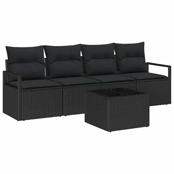 Erbjudandepris vidaXL Soffset med kudde med lagring 5 pcs Svart konstrotting