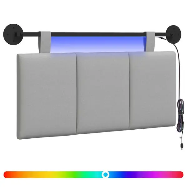 Erbjudandepris vidaXL Hängande sänggavel Med LED-lampa Moln Grå Tyg