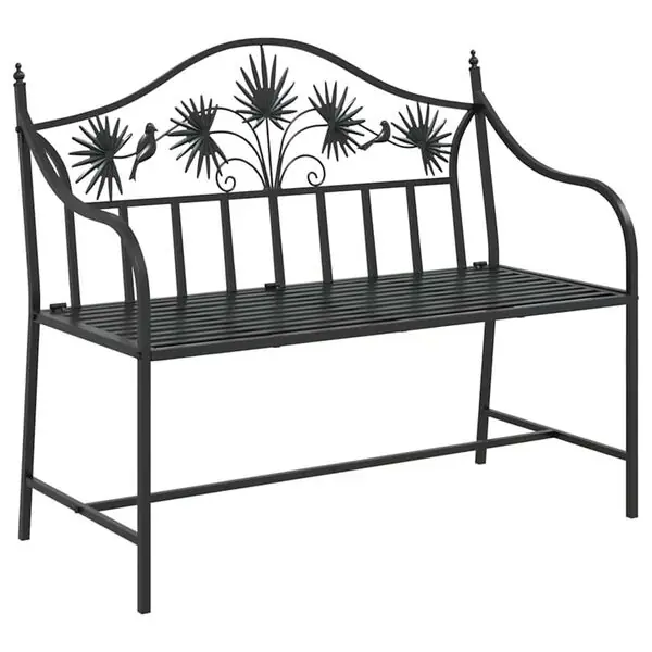 vidaXL Trädgårdsbänk Svart 104 x 52,5 x 89 cm Stål Nyhet