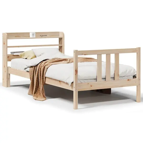 vidaXL Sängram med huvudgavel 75x190 cm massivt furu Endast denna vecka