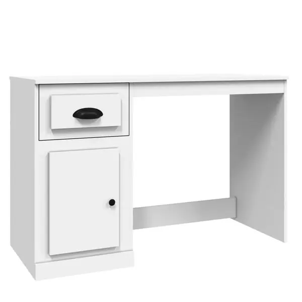 vidaXL Skrivbord med låda vit 115x50x75 cm konstruerat trä Beställ nu