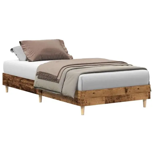 vidaXL Sängram utan madrass gammalt trä 90x190 cm konstruerat trä Lägg i varukorgen