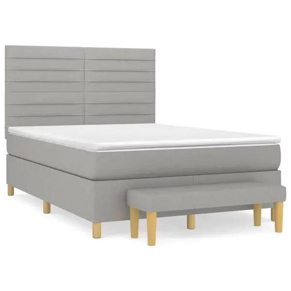 Säker betalning vidaXL Ramsäng med madrass ljusgrå 140x190 cm tyg