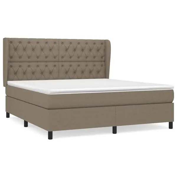 vidaXL Ramsäng med madrass taupe 160x200 cm tyg Billig
