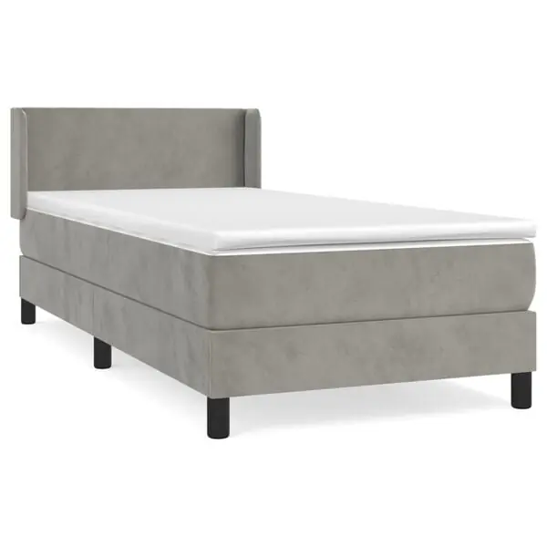 vidaXL Ramsäng med madrass ljusgrå 90x200 cm sammet Erbjudande