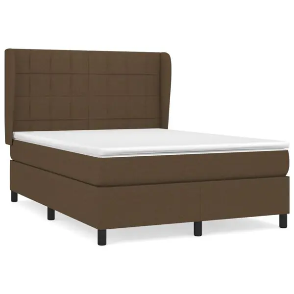vidaXL Ramsäng med madrass mörkbrun 140x200 cm tyg Billigare