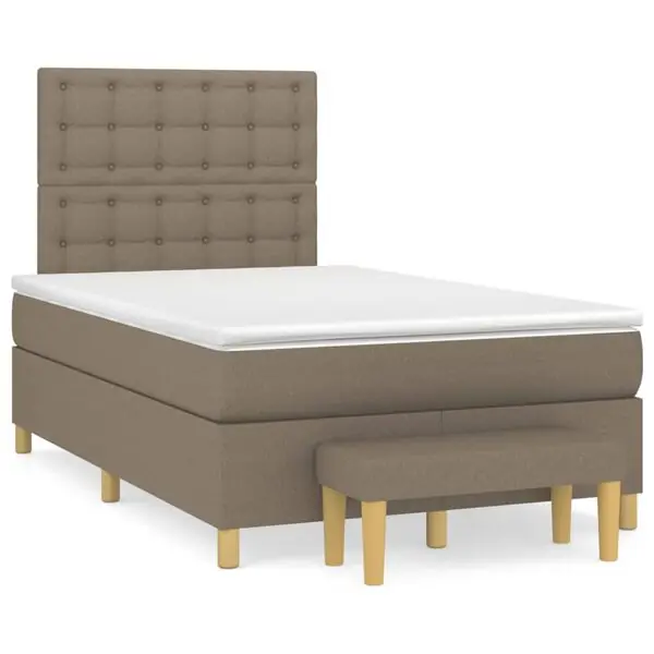 risnedsättning vidaXL Ramsäng med madrass taupe 120x200 cm tyg