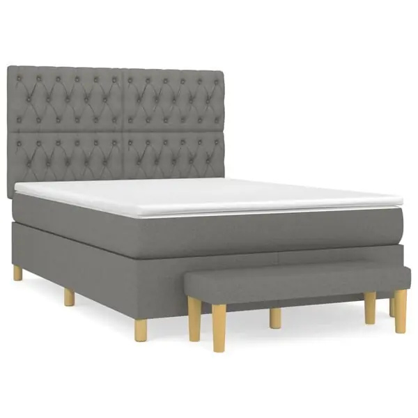 vidaXL Ramsäng med madrass mörkgrå 140x190 cm tyg Populär