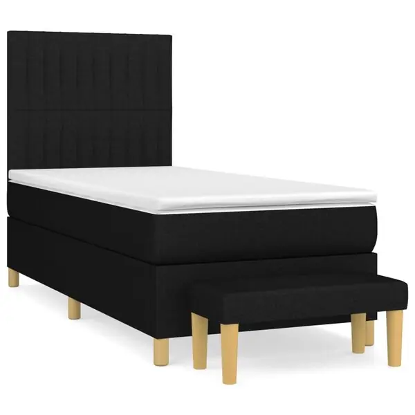 vidaXL Ramsäng med madrass svart 90x200 cm tyg Billigare