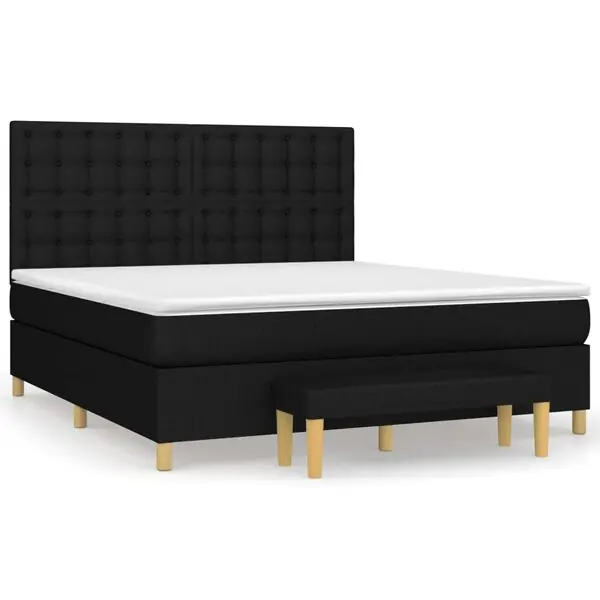vidaXL Ramsäng med madrass svart 160x200 cm tyg Endast denna vecka