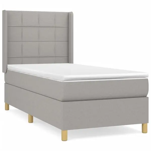 vidaXL Ramsäng med madrass ljusgrå 90x190 cm tyg Nedsatt pris