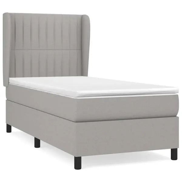 Kampanjpris vidaXL Ramsäng med madrass ljusgrå 90x190 cm tyg