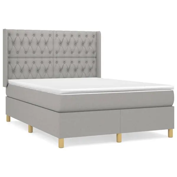 Säker betalning vidaXL Ramsäng med madrass ljusgrå 140x190 cm tyg