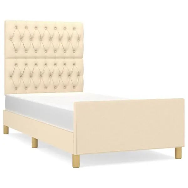 Reapris vidaXL Sängram utan madrass gräddvit 100x200 cm tyg