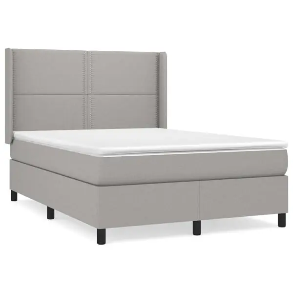vidaXL Ramsäng med madrass ljusgrå 140x200 cm tyg Rabatter
