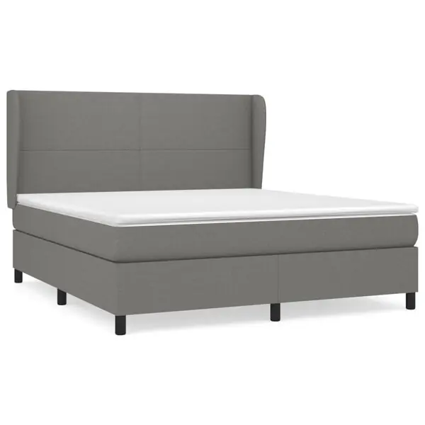 vidaXL Ramsäng med madrass mörkgrå 180x200 cm tyg Fynd