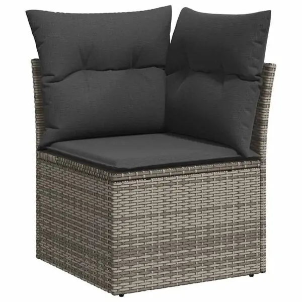 Outlet vidaXL Trädgårdsoffset med kudde med lagring 9 pcs Grå Poly rattan