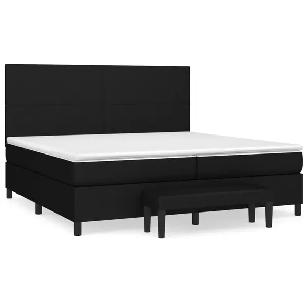 vidaXL Ramsäng med madrass svart 200x200 cm tyg Nyhet