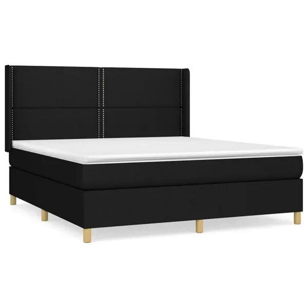 vidaXL Ramsäng med madrass svart 180x200 cm tyg Nyhet