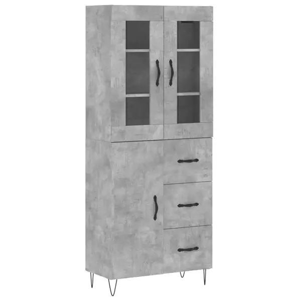 Fri frakt vidaXL Högskåp betonggrå 69,5x34x180 cm konstruerat trä