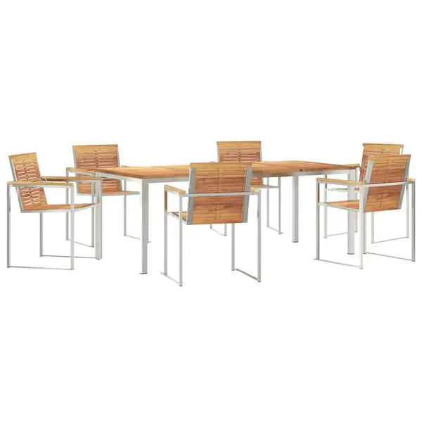 vidaXL Trädgårdsmöbelset 7 pcs Brun Massivt teakträ Erbjudandepris