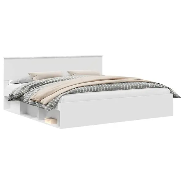 Snabb frakt vidaXL Sängram med huvudgavel Vit 200 x 200 cm Massiv furu