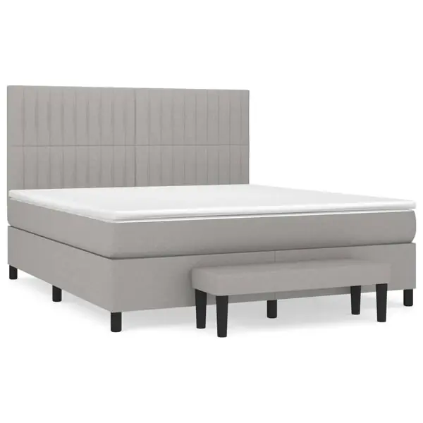 Nyhet vidaXL Ramsäng med madrass ljusgrå 160x200 cm tyg