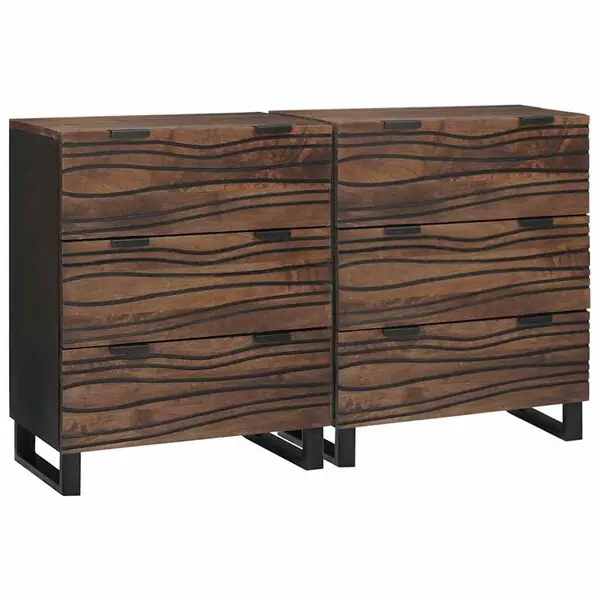 Populär vidaXL Skänksats 2 pcs Valnöt 120 x 33,5 x 75 cm Massivt mangoträ