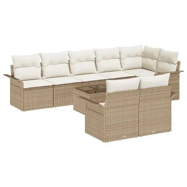 Kampanj vidaXL Trädgårdsoffset med lagring 9 pcs Beige konstrotting