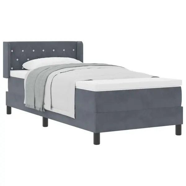 vidaXL Bäddfjäder med huvudgavel Mörkgrå 190 x 90 cm Sammet Extra rabatt