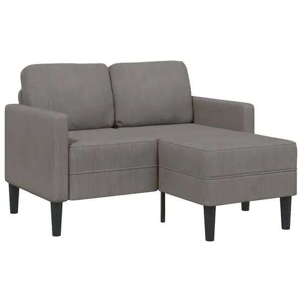 vidaXL 2-sitssoffa med schäslong L-formad ljusgrå 125 cm linne Handla nu