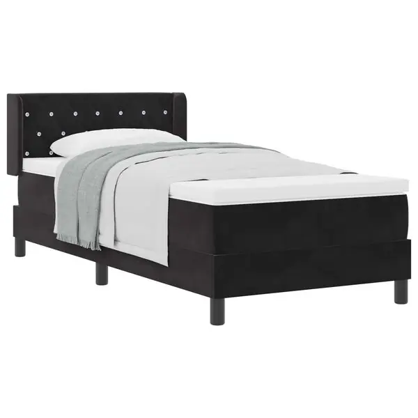 vidaXL Bäddfjäder med huvudgavel Svart 190 x 90 cm Sammet Premium