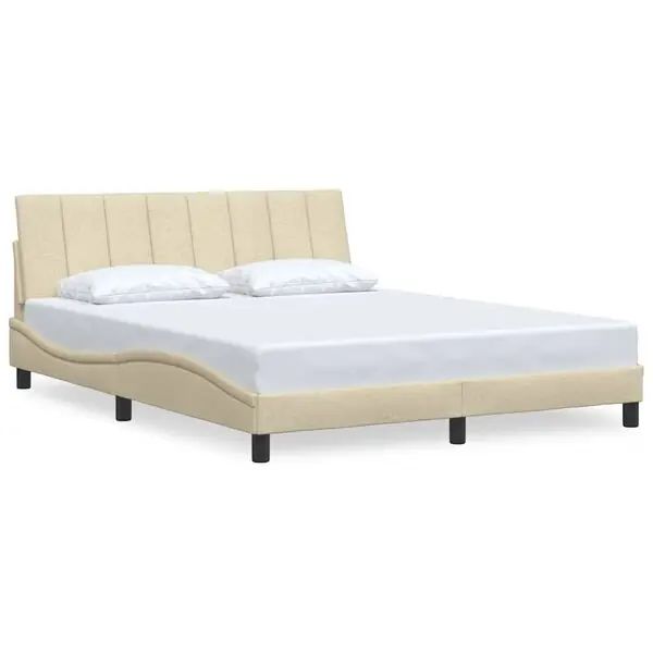 vidaXL Bed Frame without Mattress "Hanko" Cream 160x200 cm Fabric Fynd
