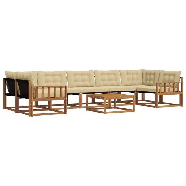 vidaXL Utomhussoffset med kudde 8 pcs Naturlig och Beige Erbjudande