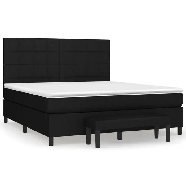 Lågt pris vidaXL Ramsäng med madrass svart 160x200 cm tyg