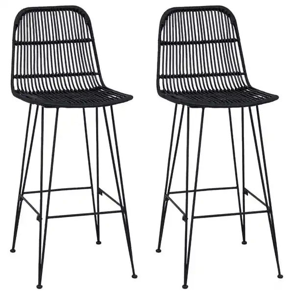 vidaXL Barpall 2 pcs Svart 44 x 55 x 109 cm Rattan och Stål Kampanj