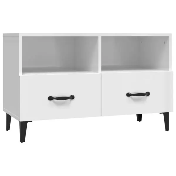 vidaXL Tv-bänk vit högglans 80x36x50 cm konstruerat trä Rabatt