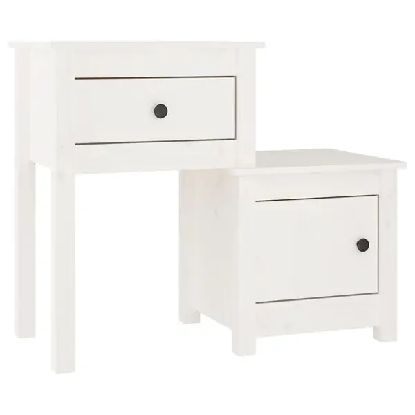 Bästa pris vidaXL Sängbord vit 79,5x38x65,5 cm massiv furu