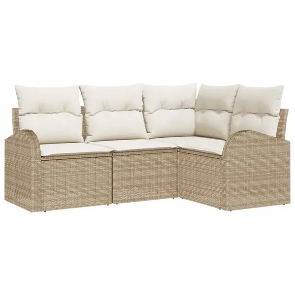 Populärt val vidaXL Trädgårdsoffset med kudde 4 pcs Beige och vit konstrotting